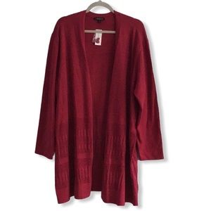 Lane Bryant Red Open Front Long Cardigan Sweater